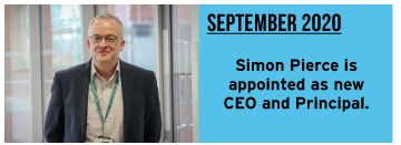 September 2020: Simon Pierce is appointed as new CEO and Principal.