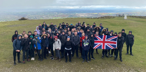 Picture of Public and Uniformed Services students at the top of Moel Famau