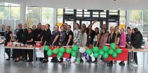 Hair and Beauty and Early Years students in our main reception area during their Macmillan fundraising event.