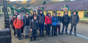 Students gathered at the base of Snowdon.