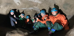 Public and Uniformed Services students during their caving activity at Colomendy.