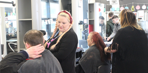 Our students completing customers hair