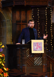 Picture of our Honoured Guest and Motivational Speaker, Andy Grant giving speech