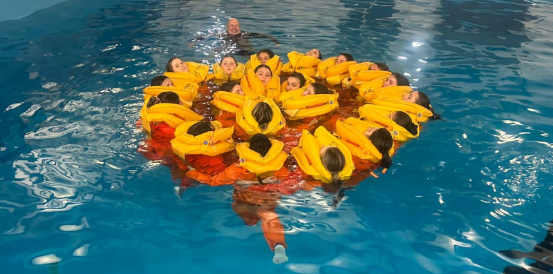 Picture of our students during the water survival training