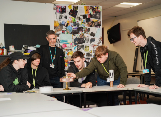 Picture of our students during the masterclasses with artist Larry Achiampong in partnership with Heart of Glass