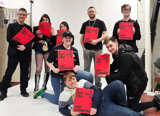 Picture of our students during the masterclasses with artist Larry Achiampong in partnership with Heart of Glass