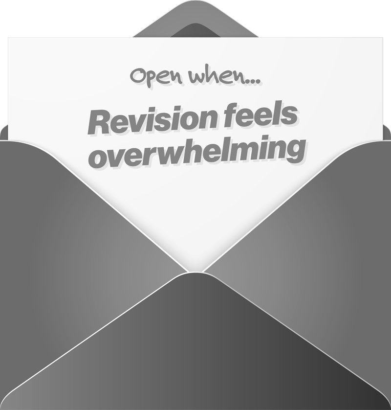 Artwork that says Open when revision feels overwhelming