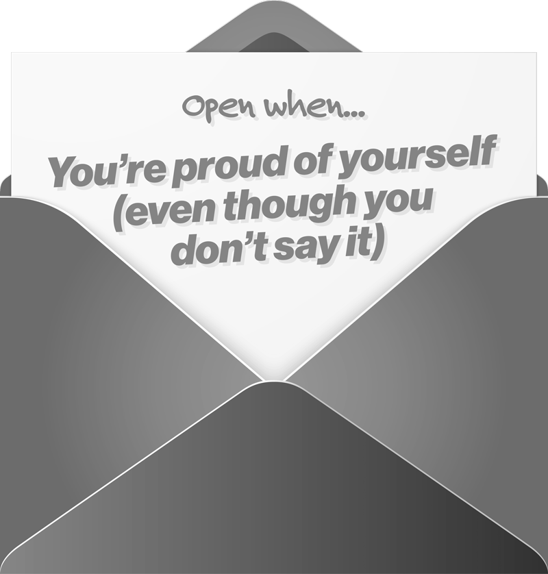 Artwork that says open when you're proud of yourself (even though you don't say it)