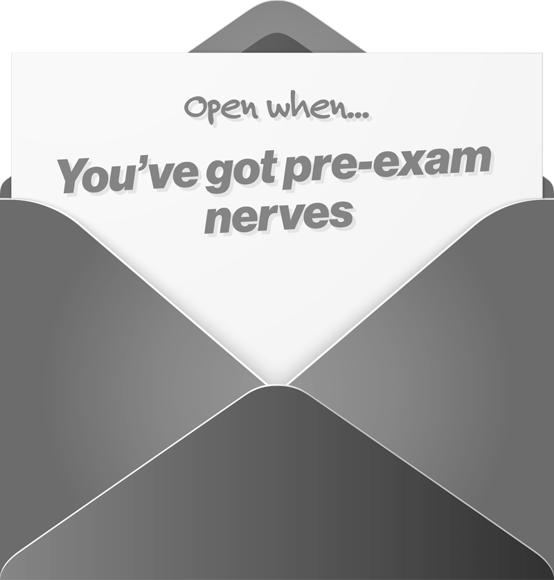 Artwork that says Open when you've got pre-exam nerves